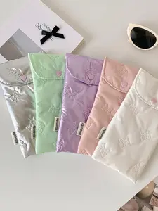 Fashion Simple Design School Season Girl Shiny Bow Buckle Pencil Case, Student Portable Stationery Storage Bag, Cosmetic Wash Bag