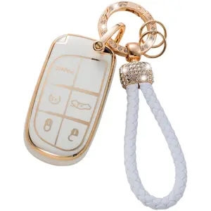 Colorful Stone Decor Car Key Case, Cute Car Key Cover, Car Key Protector, Car Key Accessory for Jeep, Chrysler, Dodge, RAM, Challenger, Journey, Car Accessories