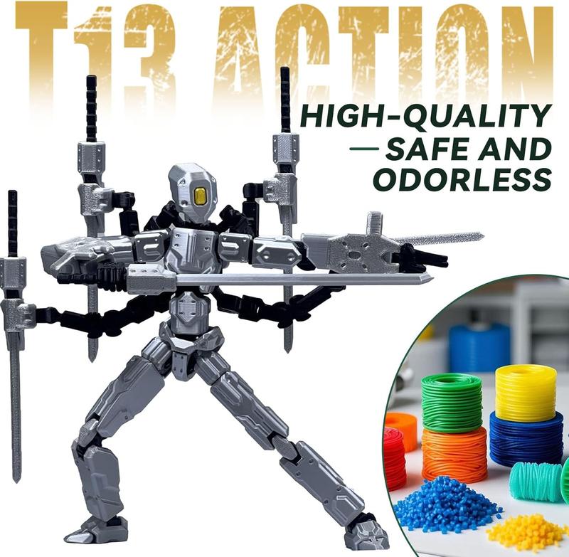 T13 Action Figure Set 8 inch T 13 Multi-Articular Mobile Robot Nova T-13,Desktop Decorations for Game Lovers Toys Assembly Completed