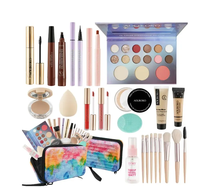 Makeup Kit for Teens & Women – All-in-One Makeup Set for Beginners with Eyeshadow Palette,Foundation,Concealer,Lip Gloss,Mascara,Brushes & Travel Cosmetic Bag – Complete Makeup Kit Gift Set