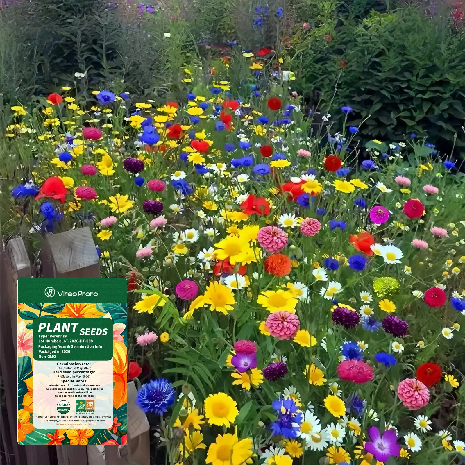 Wildflower Mixed Seeds – Colorful Garden Flowers, Easy to Grow, Pollinator-Friendly