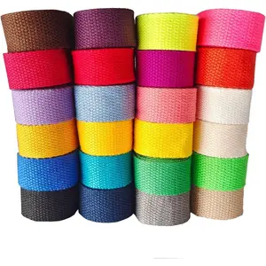 1 Inch 48 Yards Mediumweight Polyester Cotton Webbing Strap, 24 Colors Optional, for Cloth Tote Bags Leash Straps Crafts Outdoor Accessories, Mixed Color 2