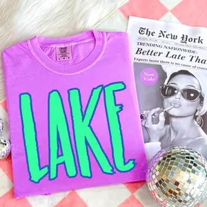Comfort Colors Summer Lake Shirt, Playful Summer Vacation Beach Tee, Aesthetic Colorful Neon Summer Lake Top, Trendy Lake Life Camper Shirt, Premium Garment Dyed Outdoor Adventure Apparel, Boutique Lakeside Getaway Lifestyle Tee