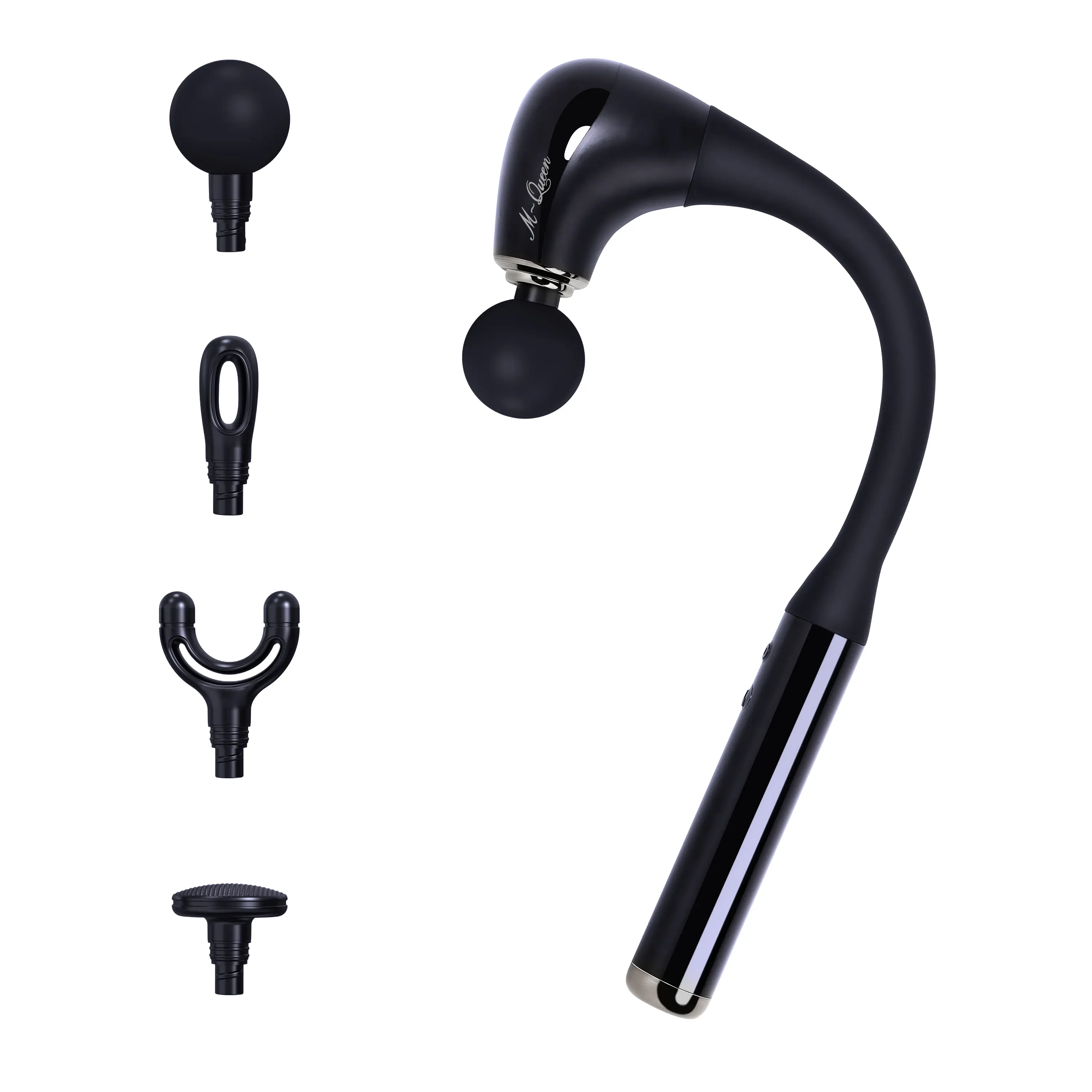 M-QUEEN Deep Tissue Massage Gun, Rechargeable Handheld Muscle Massager with 5 Speeds & 4 Massage Heads for Neck, Back, Shoulders, Legs & Full Body