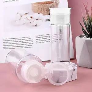 Transparent Empty Nail Polish Remover Bottle, Cleaning Agent Dispenser, Makeup Remover Pump, Lip & Eye Cleanser Container