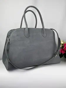 Velour Elegance Italian Suede Handbag Premium Leather Satchel with Spacious Interior Sturdy Handles Classic Black Deep Burgundy Rich Brown Options 17 x 9 x 10 inch - Purse