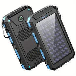 20000mAh Solar Charger Power Bank,Built-in USB-A Type-C Micro USB Ports Fast Charging,Flashlight,Carabiner,Outdoor Portable Emergency power bank portable charger iphone Compact Water Proof Chargeable