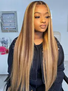 4x4 Glueless Wig HD Lace Wig Human Hair P4/27 Color Glueless Human Hair Wig No Glue Needed Pre-Cut Lace Suitable for Women