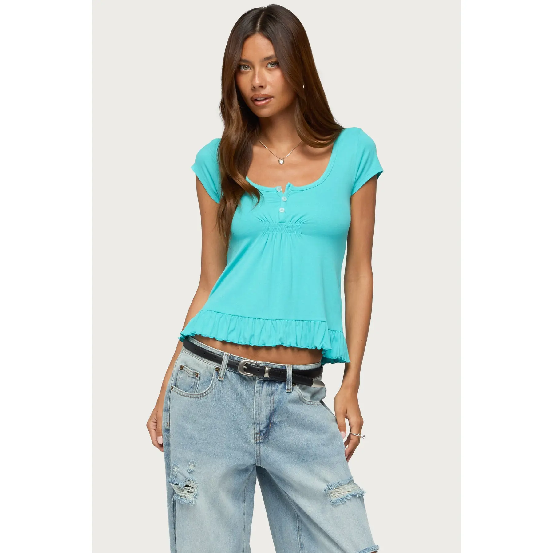Liliannah Ruffle Babydoll Top