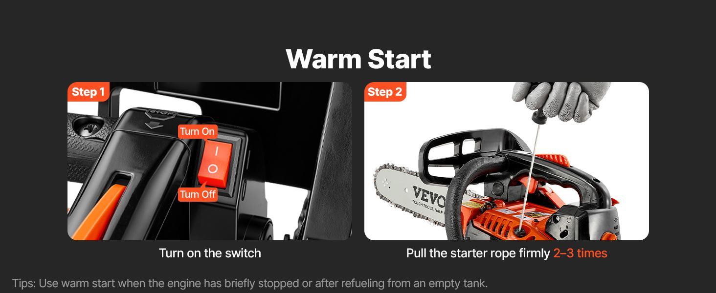 【BackToSchool】VEVOR Gas Powered Chainsaw, 12 in 25.4CC 1HP 2-Stroke Engine with Chains, Throttle-Sync Choke, Non-Slip Handle & Dual Tanks, for Wood Cutting & Tree Trimming