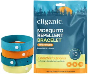 Cliganic Mosquito Repellent Microfiber Bracelets (20 Pack) - for Adults and Kids, DEET Free Wristbands