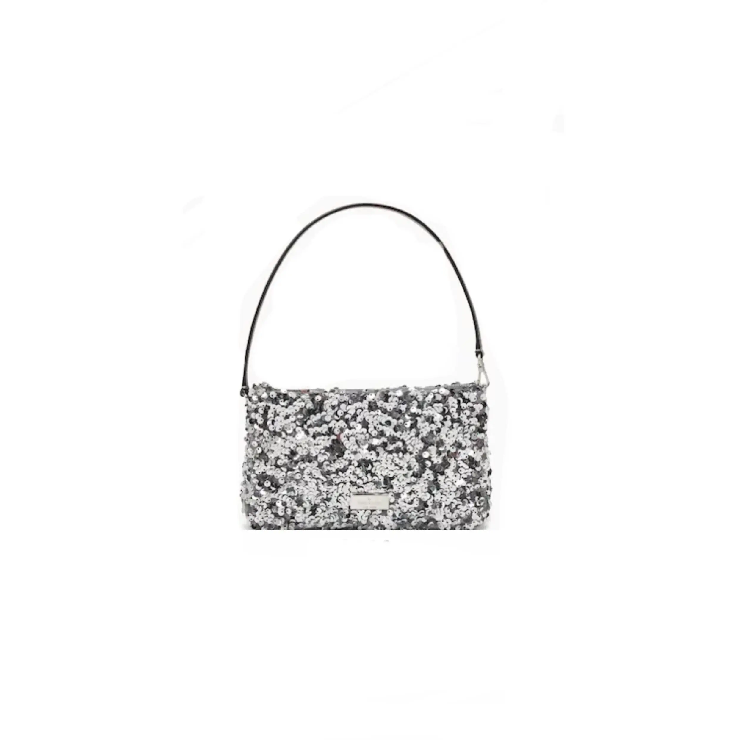 Kate Spade Kiki Silver Sequin Convertible Clutch, Evening Bag with Shoulder Strap, 6 Credit Card Slots & Slip Pocket, Shoulder Straps, Synthetic, Sequin Fabric, Fashion-Conscious Individuals