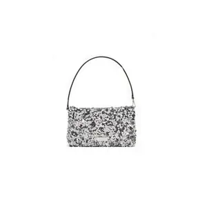 Kate Spade Kiki Sequin Convertible Clutch Silver Synthetic Material 5 1/8" Strap Drop 6 Credit Card Slots