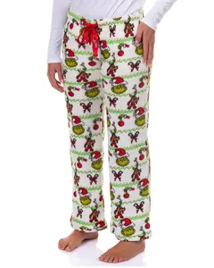 Dr. Seuss The Grinch Pajama Pants Women's Ugly Sweater Candy Canes Ornaments Lounge PJ Bottoms