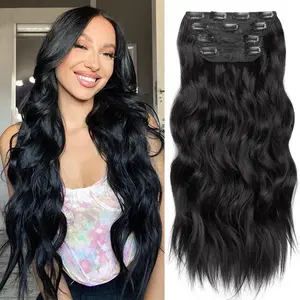 [TOPHR HAIR BEAUTY] Clip- in Synthetic Hair Extensions Long Wavy 4PCS Thick Hairpieces Double Weft Natural Hair Extensions for Women SpringStatements