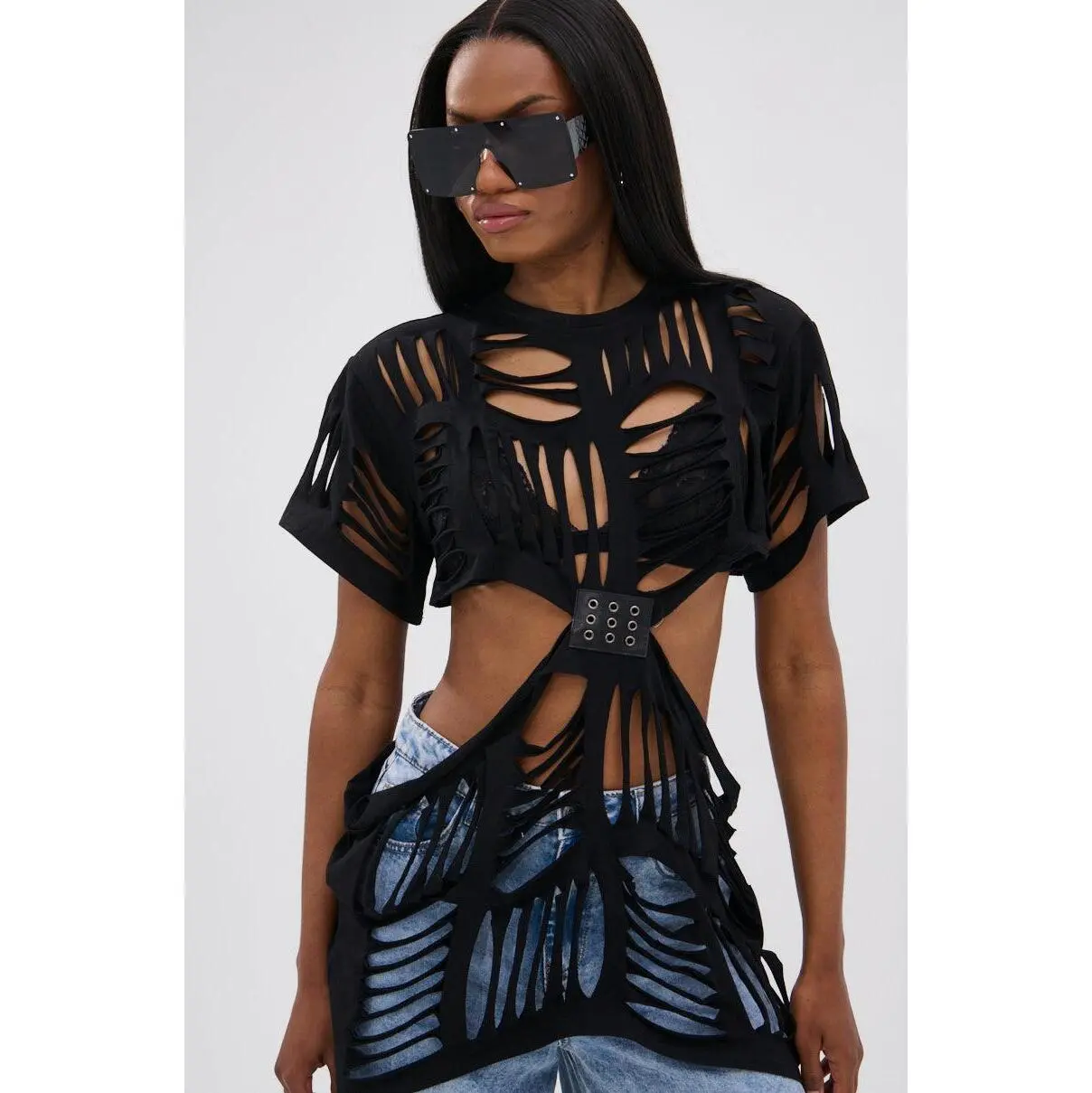 SHREDDED OVERSIZED SHORT SLEEVE TEE