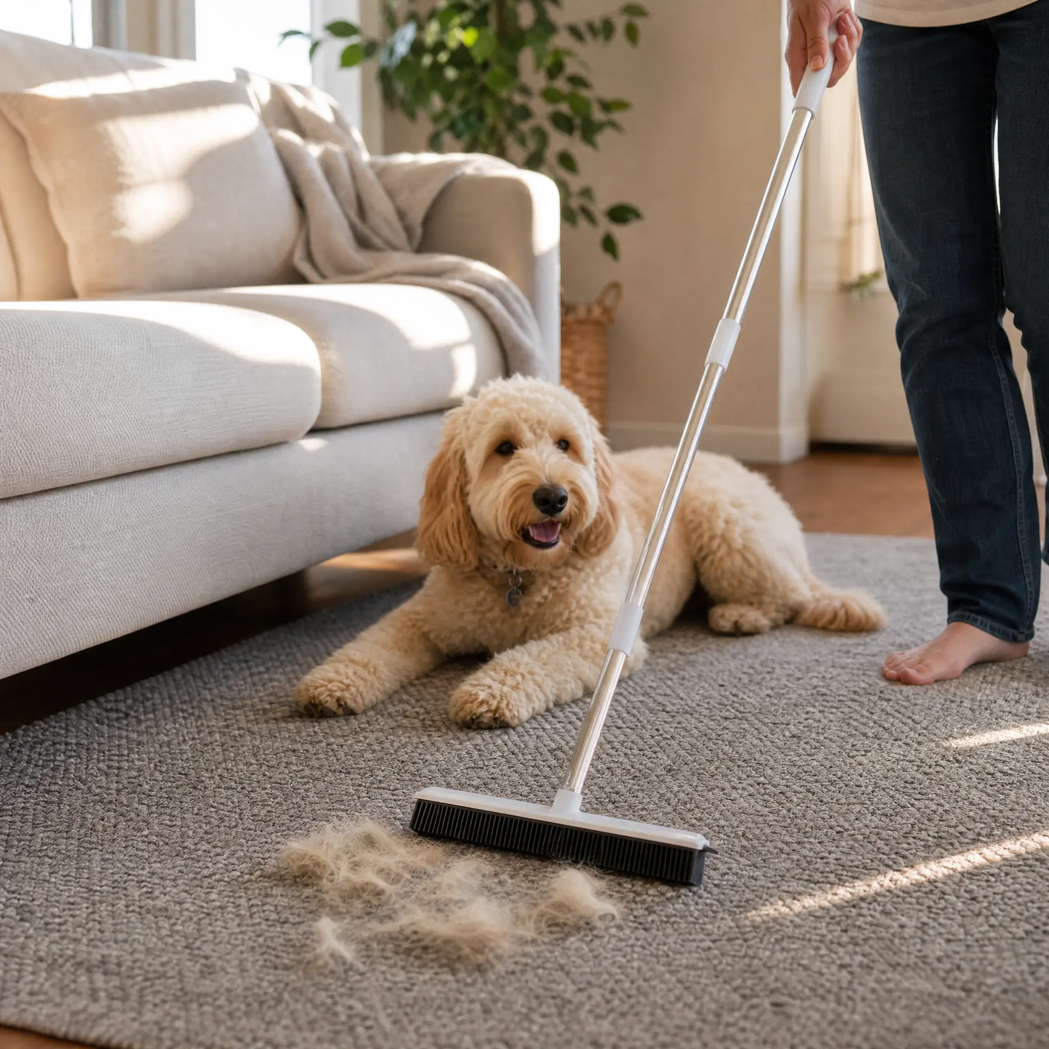 Pet Hair Remover Pet Hair Broom Carpet Rake Floor Squeegee Hard Floor Cleaner Cleaning Tool Household Cleaning Supplies