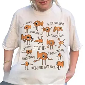 Le Poisson Steve Shirt, Funny Orange Steve Meme Tee, Viral TikTok Fish Shirt, Unisex Casual Graphic Tee, Great Gift for Meme Fans, Menswear/Womenswear