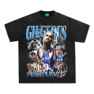 SGA shai Thunder Casual Graphic Print Short Sleeve Crew Neck T-Shirt Menswear Man Vintage Basketball Retro T-shirt white tee soulja boy outfit 67 christian clothing gorlock destroyer blue silverfish clothes