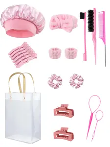 The 20 piece set of face washing hair cap comb includes hair cap, hair clip, hair clip, 3-piece comb, hair braid, face washing headband, and wristband, suitable for women's home, business travel, and party souvenirs