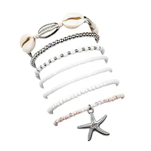 Bohemian Stackable Shell Beaded Ankle Bracelets for Women