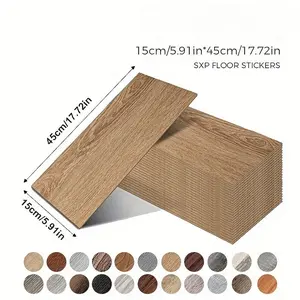 32pcs Wood Grain Floor Stickers, 45cm X 15cm Rectangular Cuttable Wall & Floor Decals, 3D Texture Home Decor for Living Room, Bedroom, Dining Room