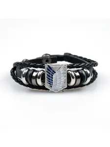 Attack on Titan Leather Braided Bracelet for Men, Wings of Freedom Design, Stylish and Durable Accessory for Anime Fans
