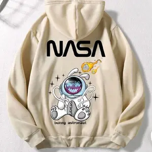 NASA Bunny Astronaut Hoodies for Men - Beige Color with Unique Design Menswear Fashion