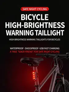 Two LED bicycle taillights, USB charging monochrome (red/color) taillights, easy to install, suitable for mountain bikes and road bikes