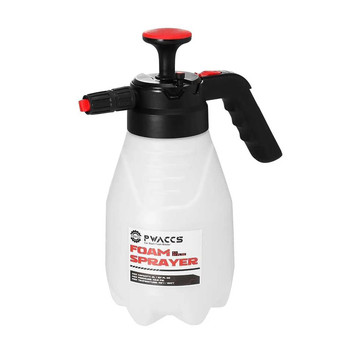 PWACCS 2L Hand Pump Foam Sprayer for Car Wash with Trigger Lock Car Foam Sprayer, Manual Foamer for SUV, Windows, Patios, Foam-only, Portable Car Detailing Spray Bottle 67 fl oz