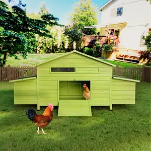 11.12 ft² Large Wooden Chicken Coop with 2 Free-Range Doors, 2 Nesting Boxes & Perch – Outdoor Hen House Poultry Cage