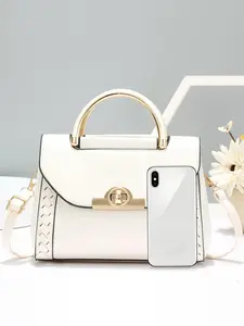 Women's Elegant Plain Pu Leather Handbag, Classic Single Shoulder Handbag, Fashionable Handbag, Suitable for Women, Newcomers and White-collar Workers, Elegant Minimalist Handbag