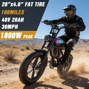 Pikabike Electric Motorcycle 1800W Off-Road 30MPH 100Mile Range 48V 20AH Battery 20"×4.0" Fat Tires Electric Mountain Bike for Snow, Sand, Full Suspension, NFC & Password Unlock, 7 Speed Electric Dirt Bike