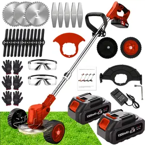(Brown) 21V Cordless Electric Lawn Trimmer – PRO Kit (Upgraded w/ Accessories
