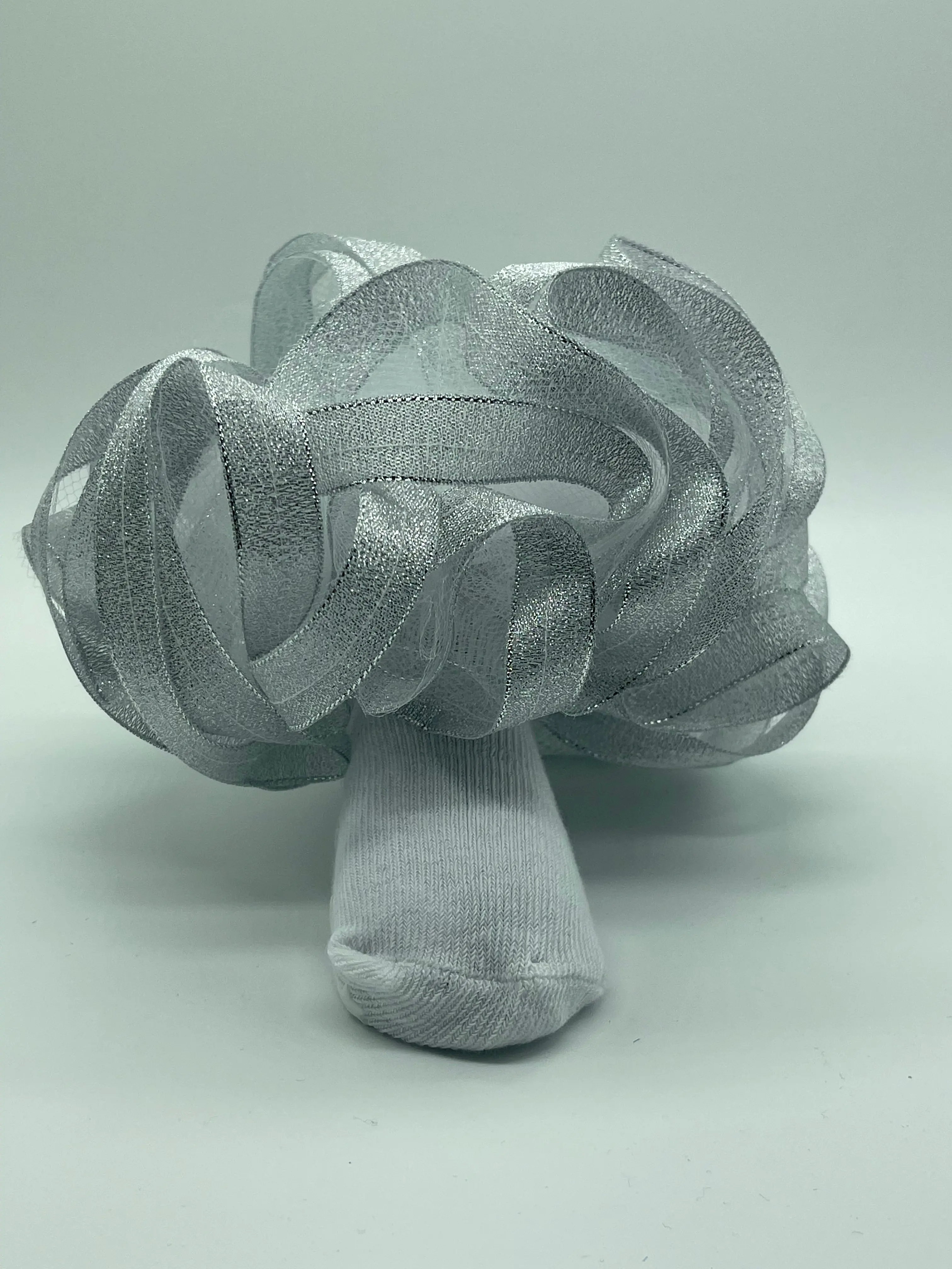 Metallic sliver ruffle socks
