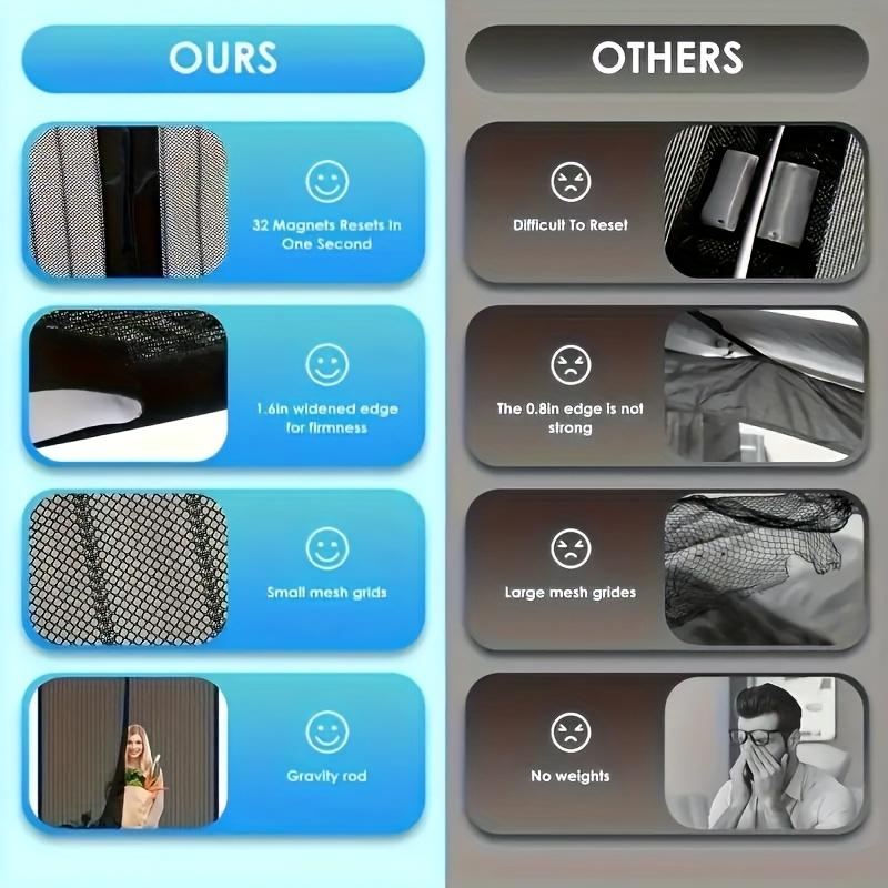 Heavy-Duty Magnetic Screen Door with Storage Buckle- Self-Sealing, Hands-Free Mesh For Insect Protection, Pet Friendly, Durable Material, Bohemian Style, Hand Wash Only, Insect Barrier Door | Mesh Partition Door | Durable Mesh Curtain