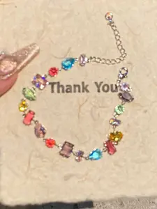 Rainbow Colorful Glowing Crystal Candy Jewelry Bracelet for Women with Zircon Accessories Set