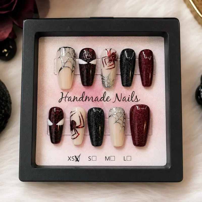 Spider-Man Press On Nails,Set of 10 Nails week wear almond square stiletto Coffin