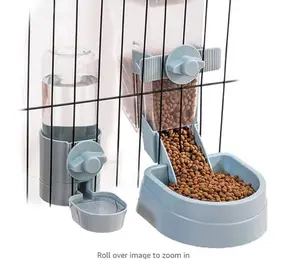 2 Pack Pet Food Bowl Rabbit Feeder for Cage, Hanging Automatic Cat Feeder and Water Dispenser,Ferret Cage Accessories, Food Water Bowl for Cats Rabbit Guinea Pig Cages
