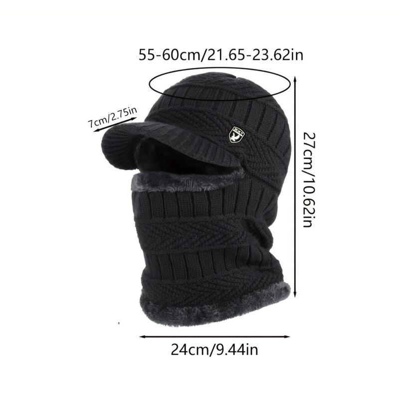 Men's winter hat with brim with scarf Balaclava hat outdoor cycling skiing cold and windproof piled thickened old man hat