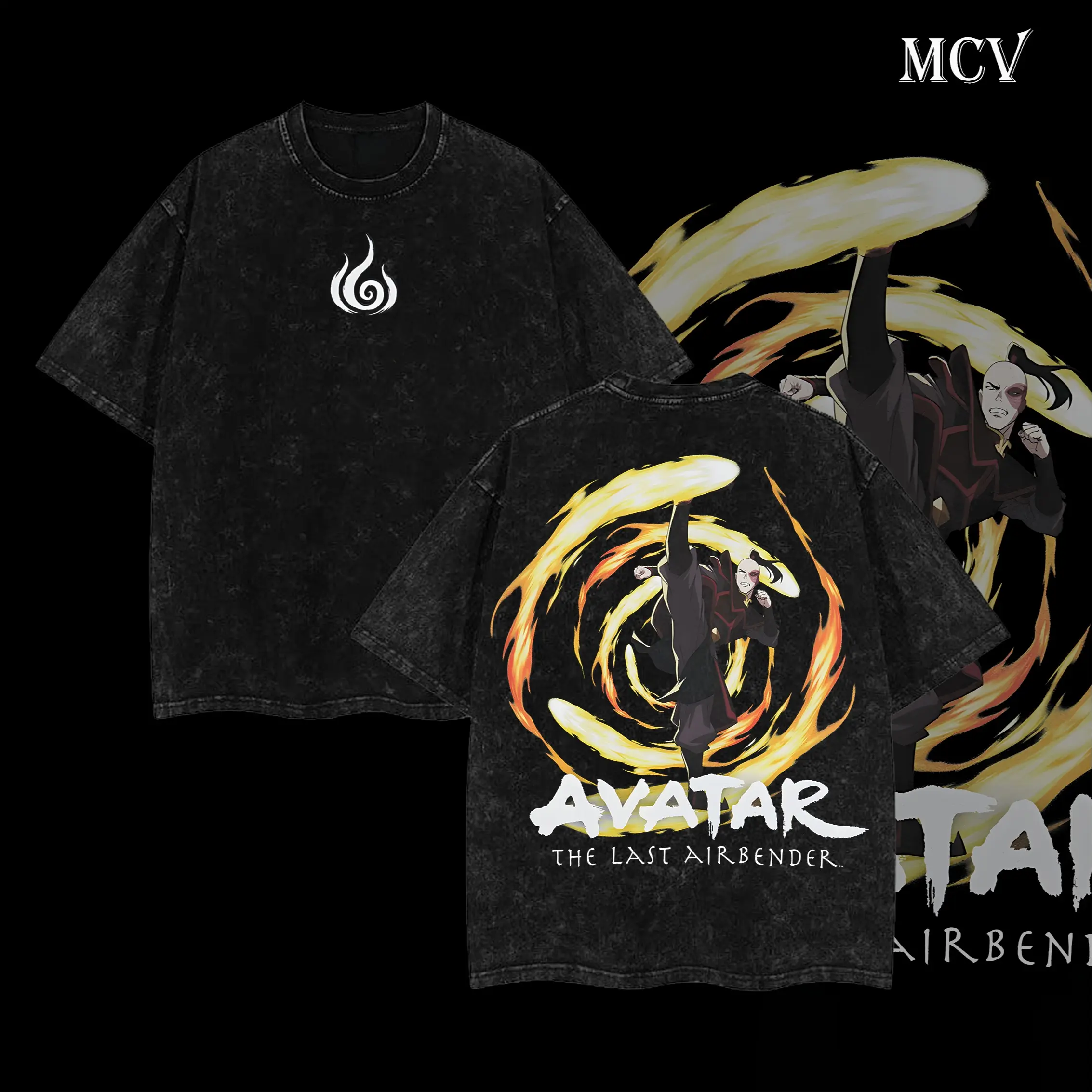 [COLLECTION] Limited Avatar Anime T-Shirt - Aang, Katara, Zuko, Toph Beifong The Last Airbender Double Printed Washed Tee Unisex Oversize Acid Washed Lightweight Cotton T-Shirt, Gift For Anime Fans