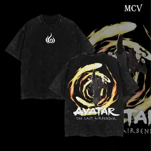 [COLLECTION] Limited Avatar Anime T-Shirt - Aang, Katara, Zuko, Toph Beifong The Last Airbender Double Printed Washed Tee Unisex Oversize Acid Washed Lightweight Cotton T-Shirt, Gift For Anime Fans