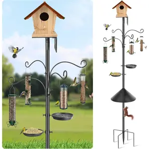 Bird Feeder Pole Squirrel Proof, 92 Inch Heavy Duty Feeding Station Tall Birds Feeders Stand House Pole with Baffle for Outdoors,1 Pack