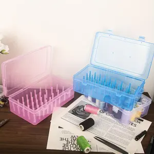 Plastic Sewing Thread Organizer Box, Includes Bobbins & Spools, Transparent DIY Storage Case, Craft Supplies Accessory