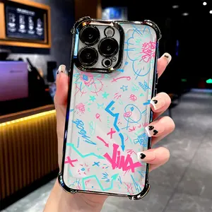 Jinx's Graffiti Phone Case for iPhone 16 15 14 13 12 11 Pro Max, Protective Transparent Soft Back Cover with Shockproof Protection