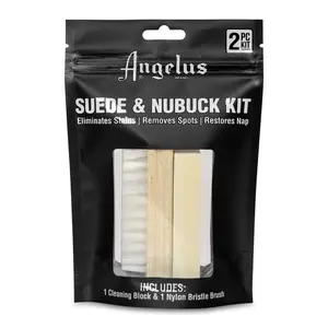 Angelus Suede & Nubuck Cleaner Kit - 1 Cleaning Eraser Block and 1 Nylon Bristle Brush - Eliminates Stains, Removes Spots, Restores Nap - UGG Cleaner for Leather Suede Shoe, Handbags, Jackets, Boots, Furniture, Cleaner For Uggs