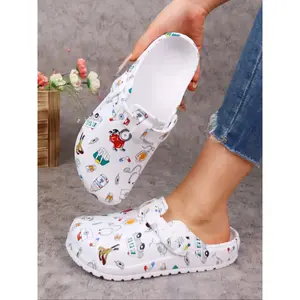 Women's Fashion Cartoon Print Slip-On Shoes, Stylish Punk Clogs, Lightweight Eva Sole, Adjustable Buckle, Closed Toe Design, Perfect for Beach & Garden