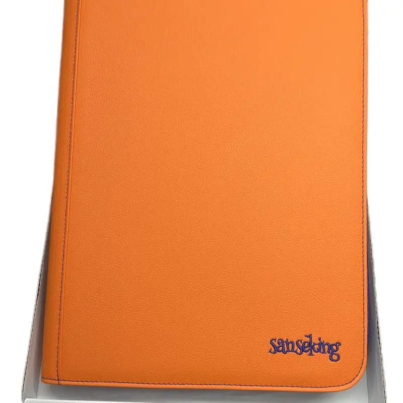 a4 card binder 4 POCKET PU LEATHER ZIPPER TOPLOADER CARD BINDER