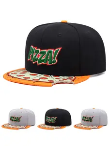 2026 New Creative Fashion Baseball Hat PIZZA Printed Embroidered Flat Edge Hat Street Personalized Hip Hop Skateboarding Hat Daily Commuter Decorative Hat Outdoor Leisure Sports Sunshade Hat Male Female Same Style