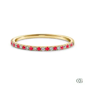 Ruby and Round Diamond Halfway Band (0.2)